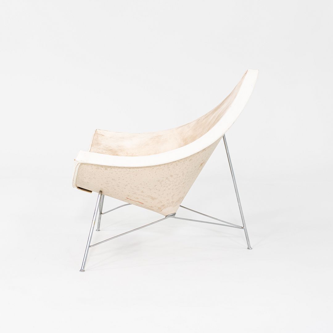 1950s George Nelson for Herman Miller Coconut Lounge Chair with White Vinyl