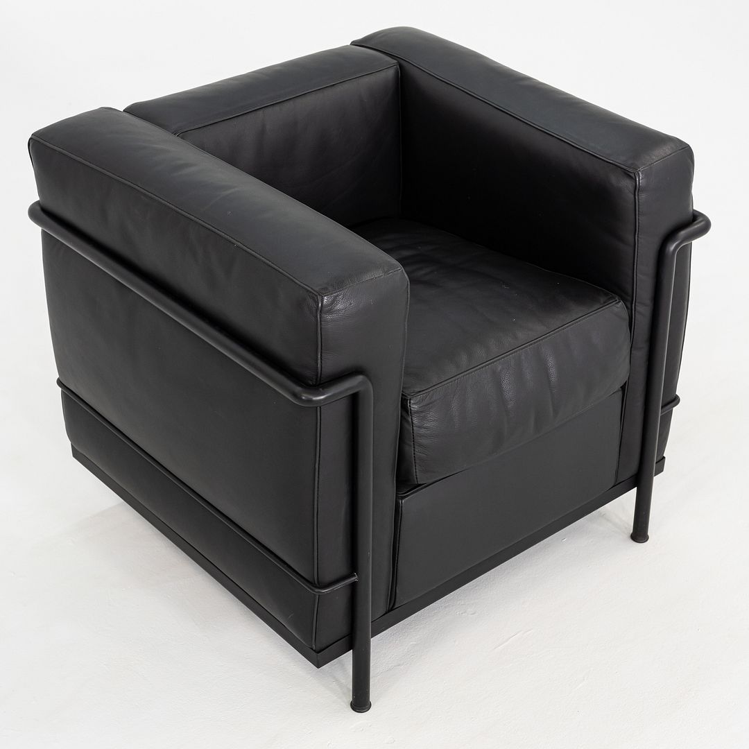 2000s Le Corbusier for Cassina LC2 Petite Club Lounge Chair in Black Leather
