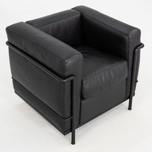 2000s Le Corbusier for Cassina LC2 Petite Club Lounge Chair in Black Leather