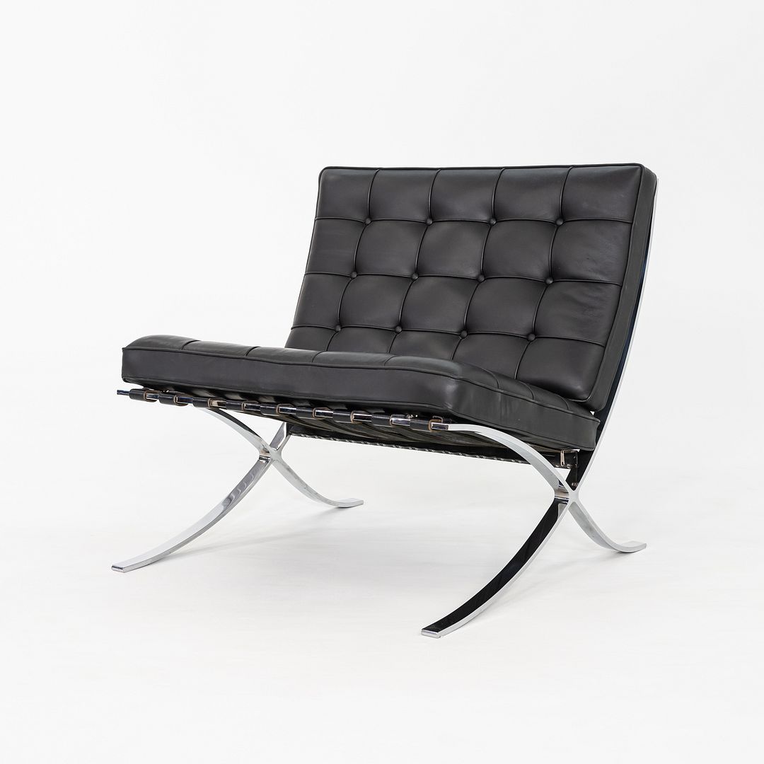 2010s Mies van der Rohe for Knoll Barcelona Lounge Chair Black Leather & Chrome