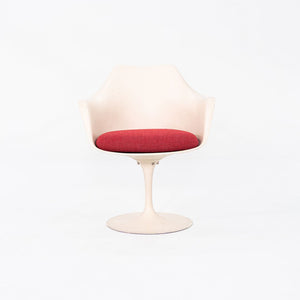 1964 Eero Saarinen for Knoll Tulip Dining Arm Chair with Red Upholstered Cushion