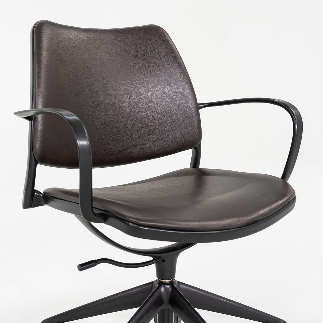 2010s Jesus Gasca for STUA Gas Desk Chair Brown Leather w/ Black Frame 6x Avail