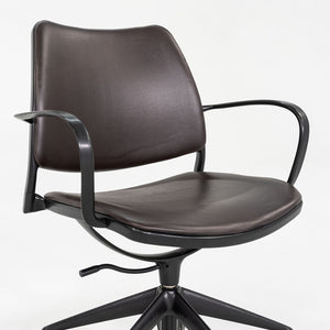 2010s Jesus Gasca for STUA Gas Desk Chair Brown Leather w/ Black Frame 6x Avail