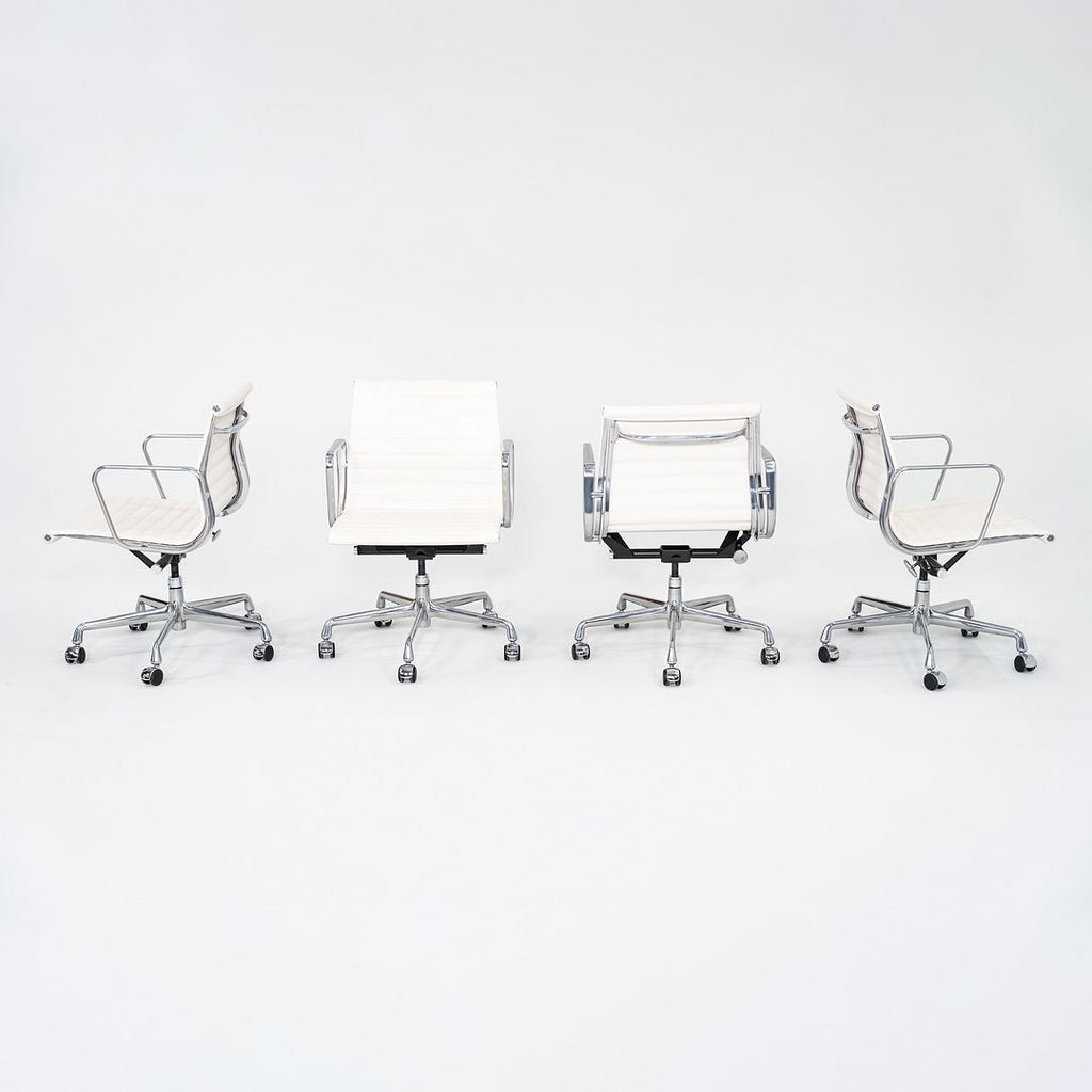 2023 Herman Miller Eames Aluminum Management Desk Chair White Leather 4x Avail