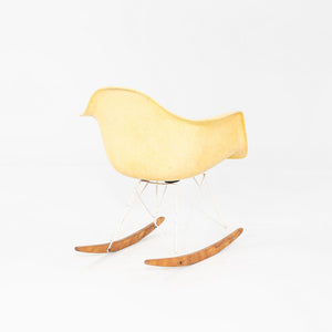 1953 Herman Miller Eames RAR Rocking Chair Yellow Fiberglass Shell & White Base