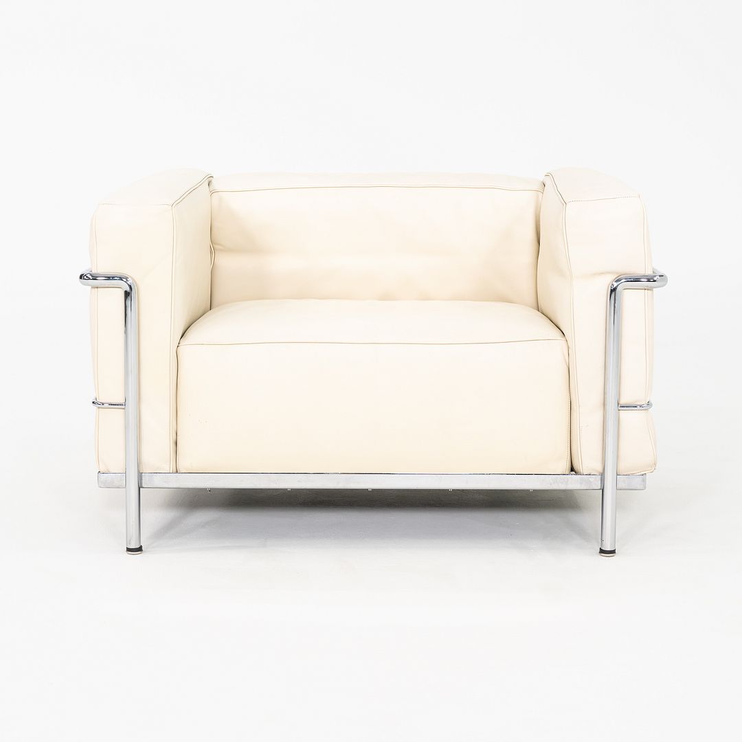 2000s Le Corbusier Jeanneret Perriand for Cassina LC3 Club Lounge Chair in Ivory