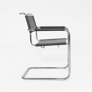 1980s Pair of Mart Stam Thonet S34 Cantilever Dining Chairs New Black Leather