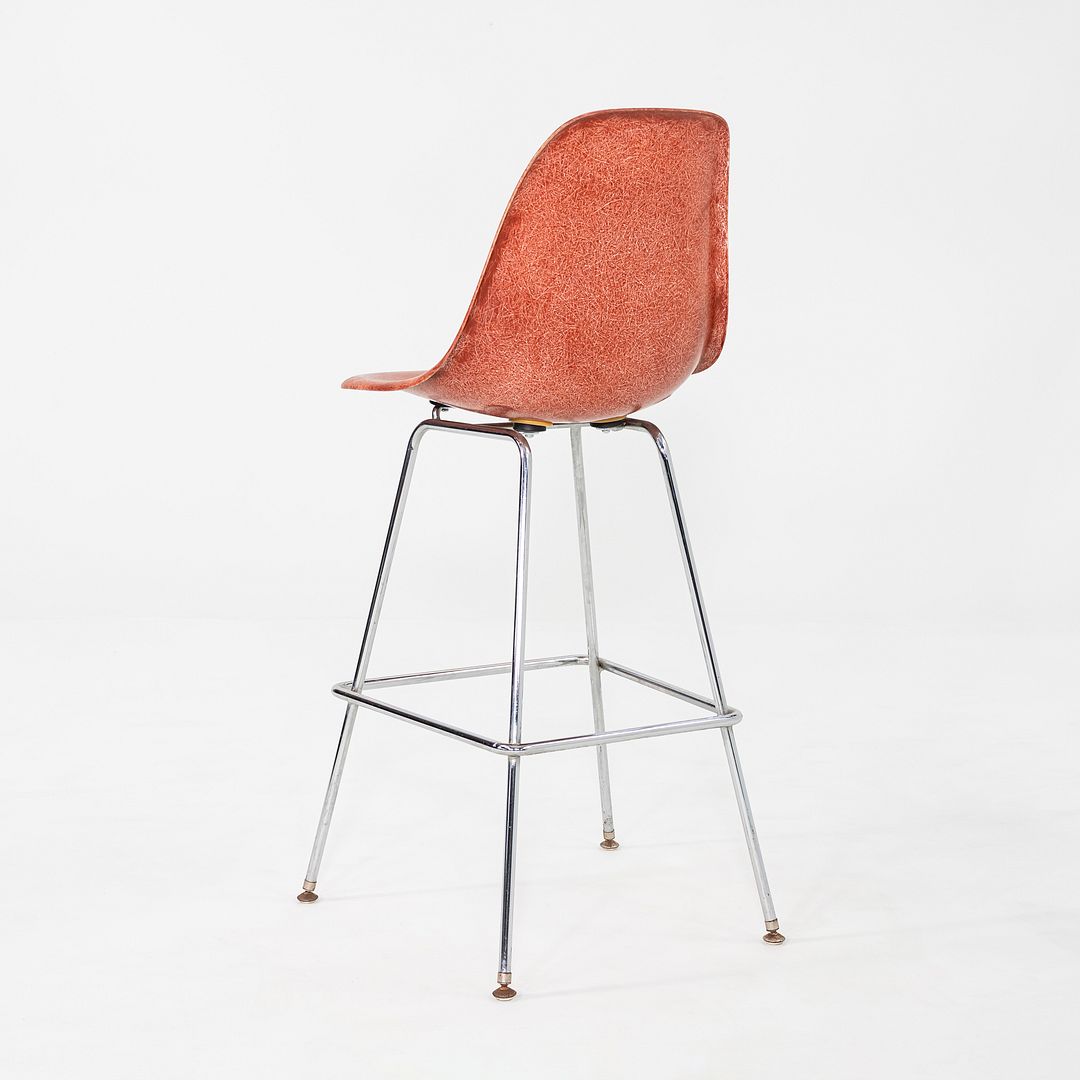 2010s Eames Modernica Bar Stool in Steel and Orange Red Fiberglass 13x Available