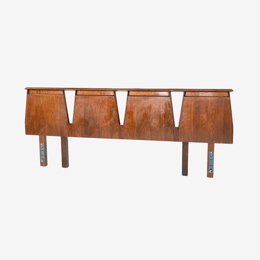 1960s Helen and Hobey Baker King Size Modern Headboard in Walnut 96x38 Inches