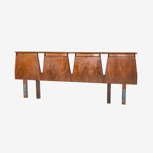 1960s Helen and Hobey Baker King Size Modern Headboard in Walnut 96x38 Inches