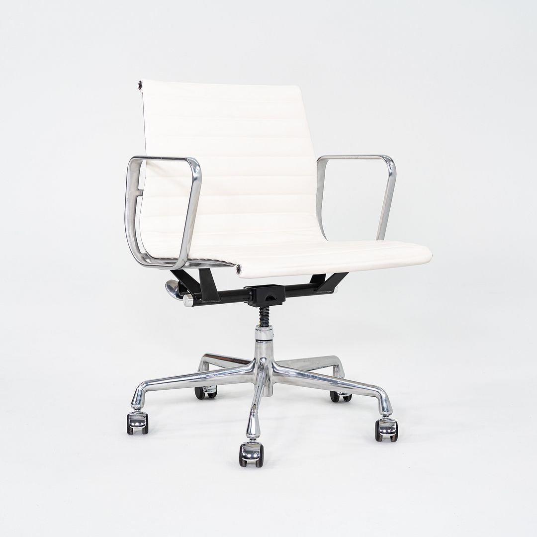 2023 Herman Miller Eames Aluminum Management Desk Chair White Leather 4x Avail
