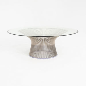2018 Warren Platner for Knoll Coffee Table w/ 42" Glass Top & Nickel Chrome Base