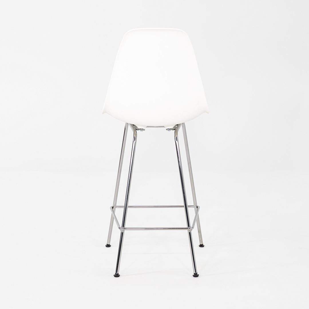 2024 Pair of Herman Miller Eames Plastic Counter Stools in White w/ Chrome Bases