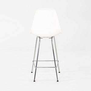2024 Pair of Herman Miller Eames Plastic Counter Stools in White w/ Chrome Bases