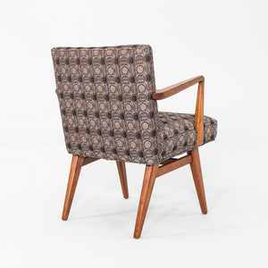 1960s Set of Seven Jens Risom Design Model C-108 Dining Arm Chairs in Walnut and Fabric