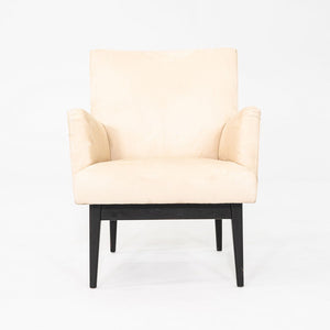 C. 1950s Pair of Jens Risom Design Upholstered Lounge Armchairs w/ Mahogany Legs