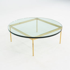 1970s Bronze and Glass Round Coffee Table Attributed to Ward Bennett 42 inch