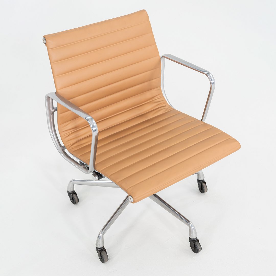 SOLD 2010s Herman Miller Eames Aluminum Group Management Desk Chair in Tan Leather