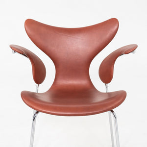 2022 Arne Jacobsen for Fritz Hansen Lily Arm Chair in Chestnut Grace Leather