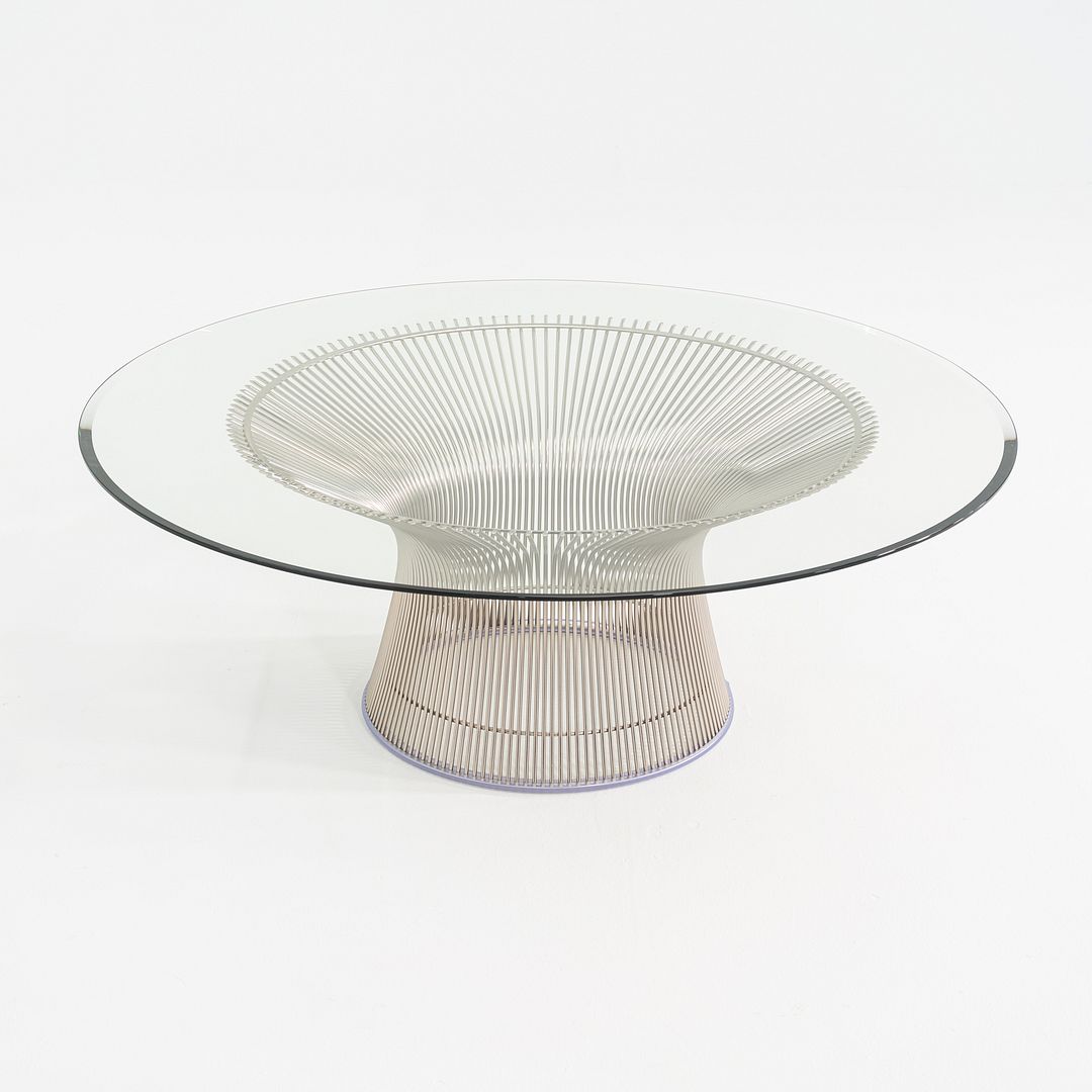 2018 Warren Platner for Knoll Coffee Table w/ 42" Glass Top & Nickel Chrome Base