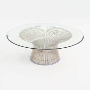 2018 Warren Platner for Knoll Coffee Table w/ 42" Glass Top & Nickel Chrome Base