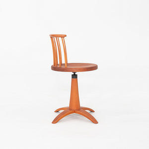 1990s Shaker Workshops Swivel Chair Revolver Stool in Cherry Wood Made in USA