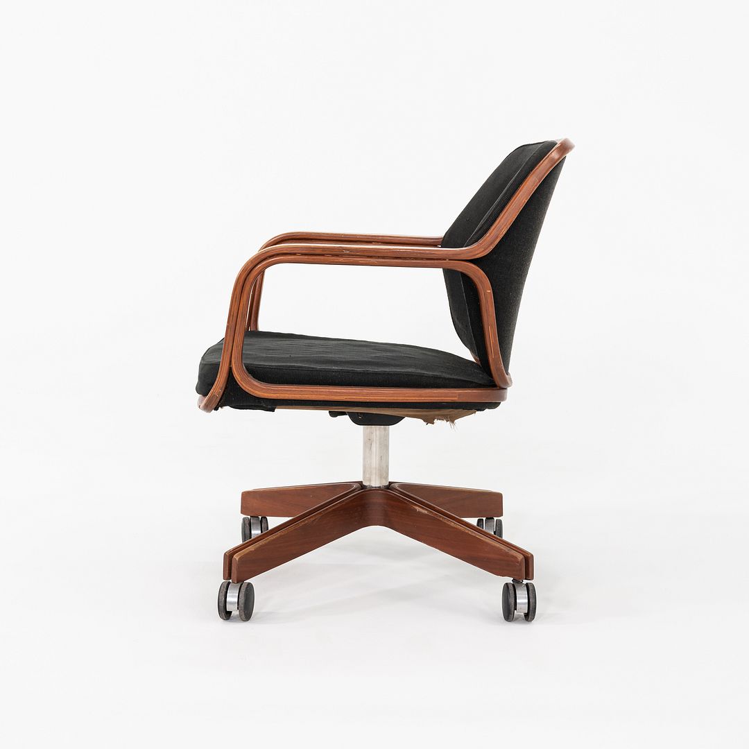 1960s Don Pettit for Knoll Associates Bent Walnut Desk Chair Black, Model 1105