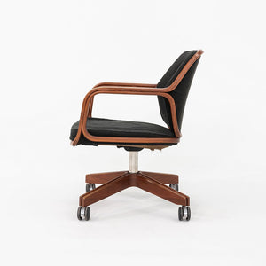 1960s Don Pettit for Knoll Associates Bent Walnut Desk Chair Black, Model 1105
