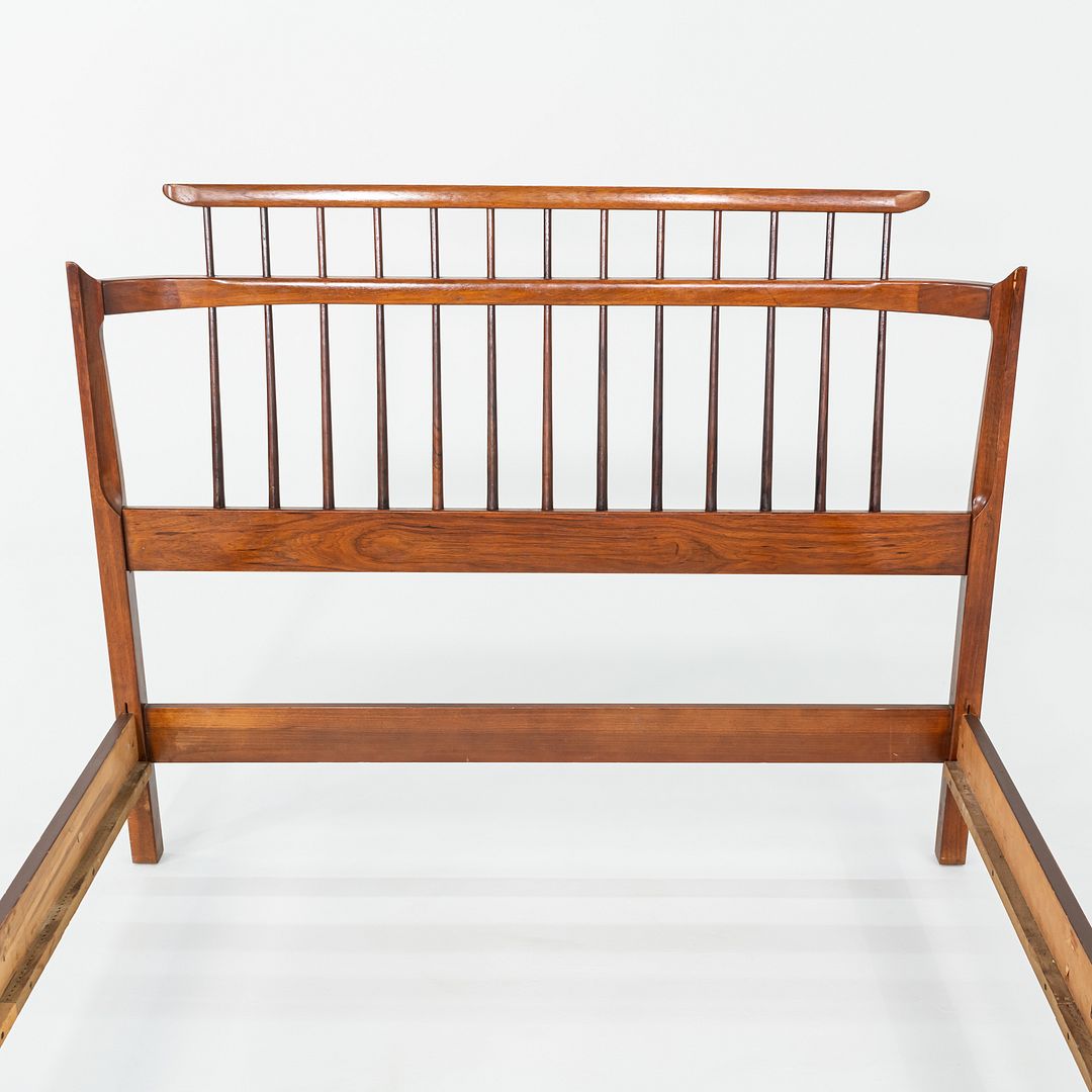 1959 Thomasville American Black Walnut Modern Full Size Headboard / Bed Frame