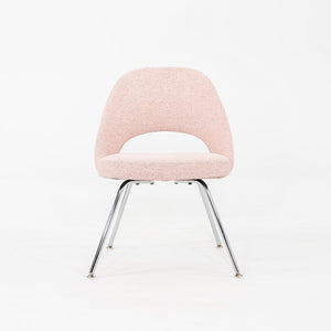 2010s Pair of Eero Saarinen for Knoll Armless Executive Dining Chair Pink Fabric
