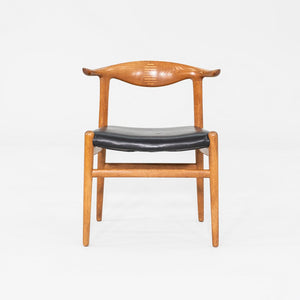 1960s Hans Wegner for Johannes Hansen JH505 Cow Horn Chair Oak w/ Black Leather