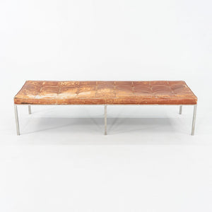 1960s Gordon Bunshaft and Davis Allen of SOM Stainless Steel and Leather Bench