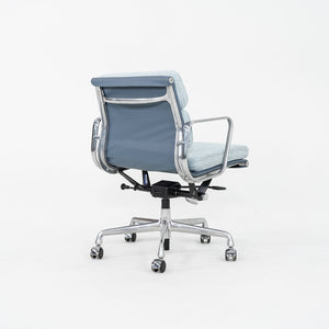 2010s Herman Miller Eames Soft Pad Management Desk Chair Blue Fabric & Leather