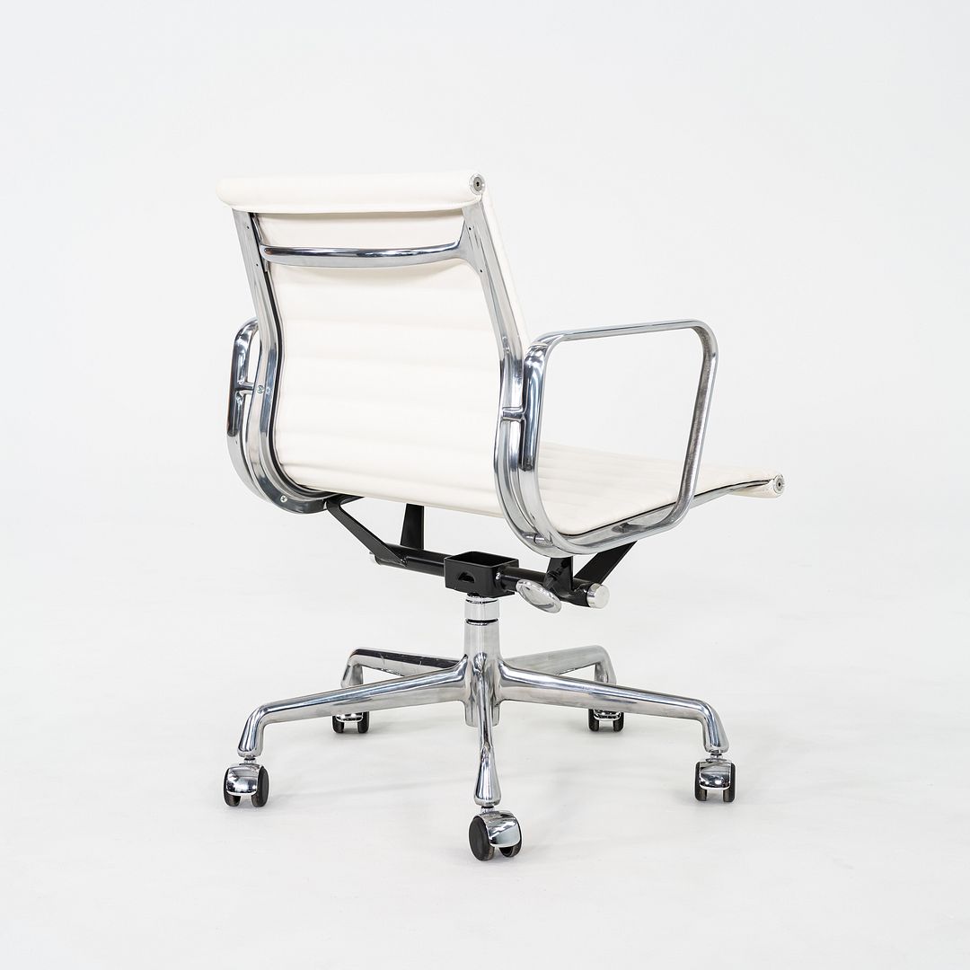 2023 Herman Miller Eames Aluminum Group Management Desk Chairs in White Leather 10x Available