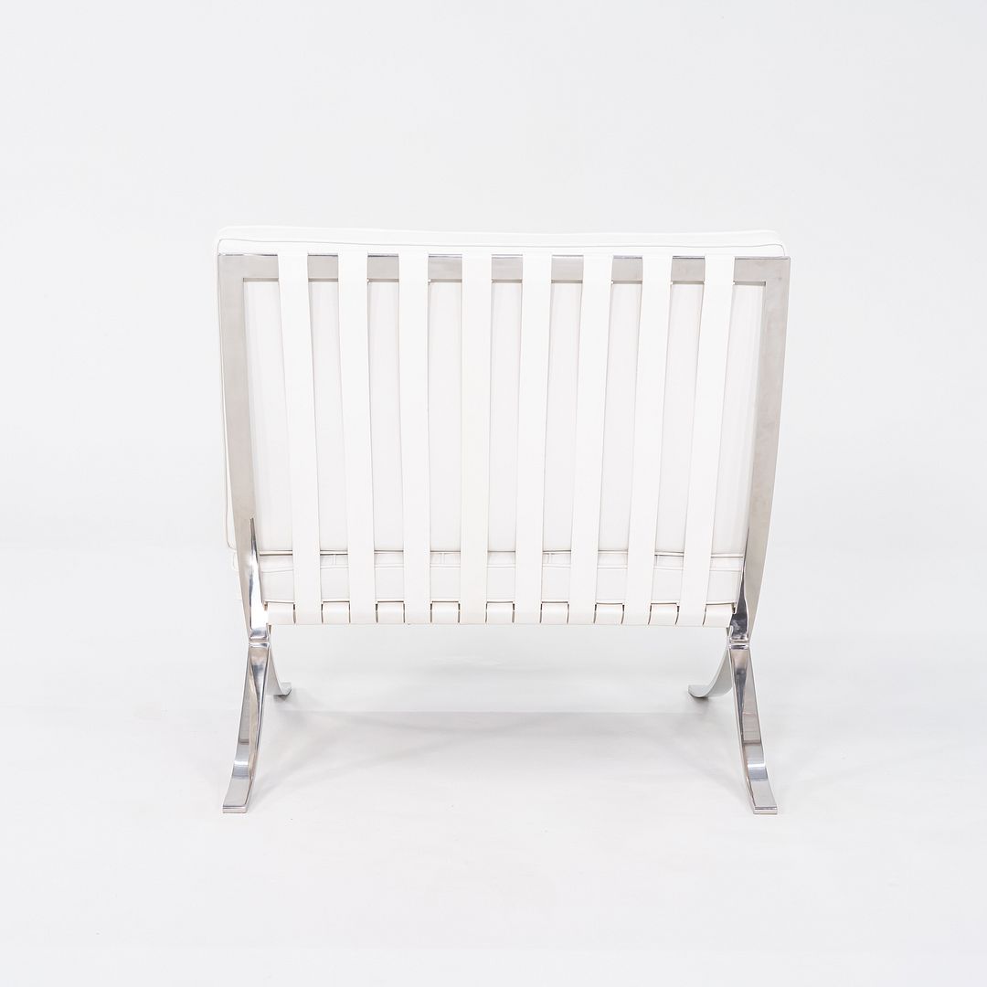1960s Mies van der Rohe for Knoll Barcelona Lounge Chair and Ottoman in Sabrina White & Stainless Fully Restored