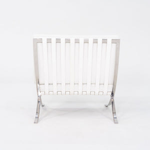 1960s Mies van der Rohe for Knoll Barcelona Lounge Chair and Ottoman in Sabrina White & Stainless Fully Restored