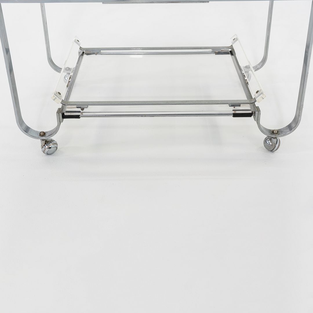C. 1930s Treitel Gratz Bar Cart / Trolley in Chromed Steel with Glass Shelves