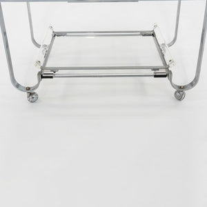 C. 1930s Treitel Gratz Bar Cart / Trolley in Chromed Steel with Glass Shelves