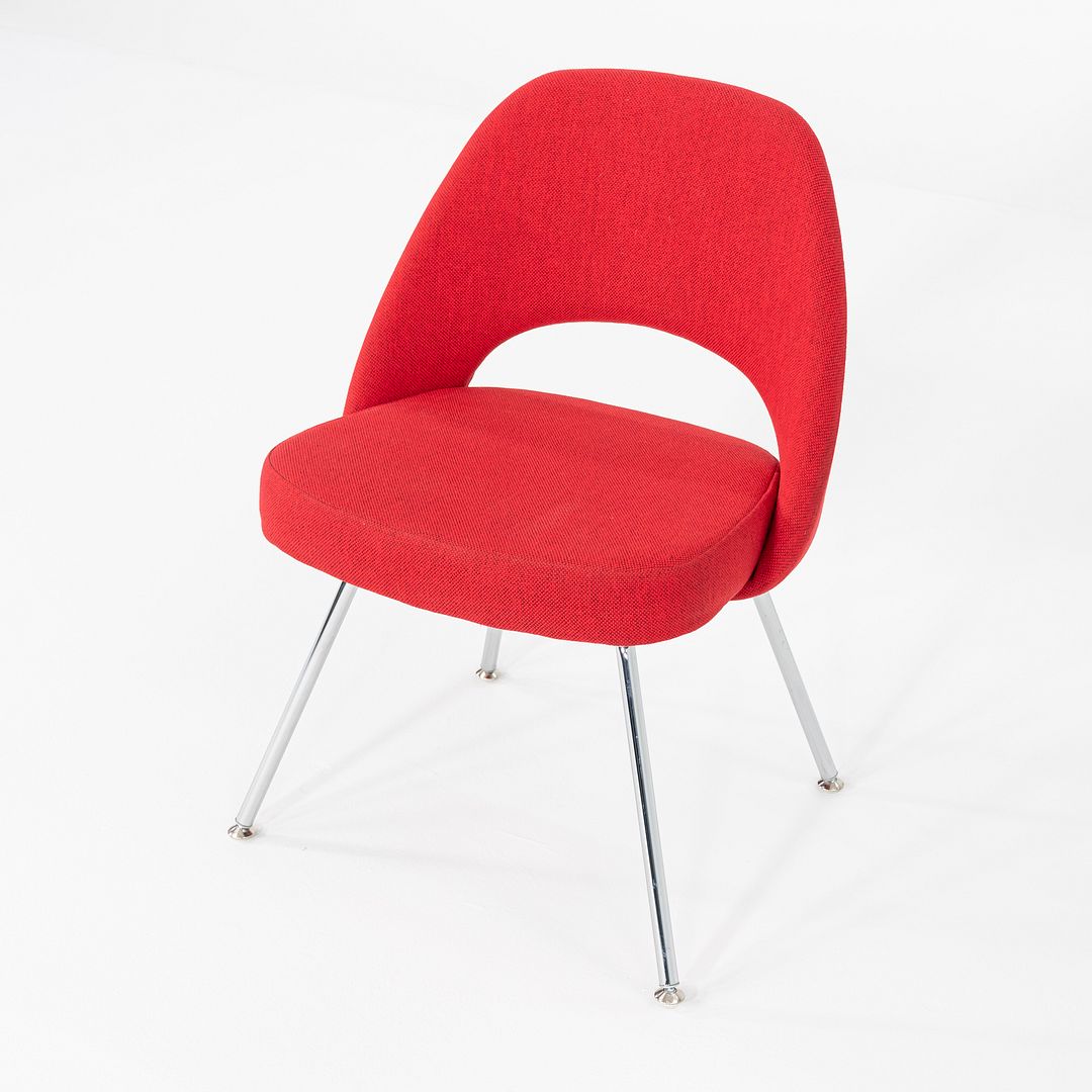 2019 Eero Saarinen for Knoll Armless Executive Dining Chair Red Fabric 4x Avail