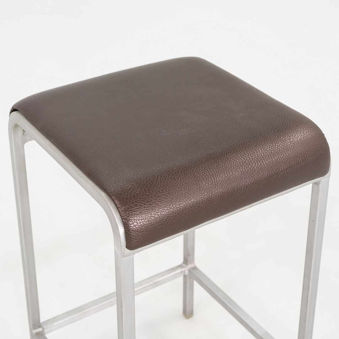2010 Norman Foster for Emeco 20-06 Stool with Brown Leather Seats 5x Available