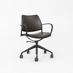 2010s Jesus Gasca for STUA Gas Desk Chair Brown Leather w/ Black Frame 6x Avail