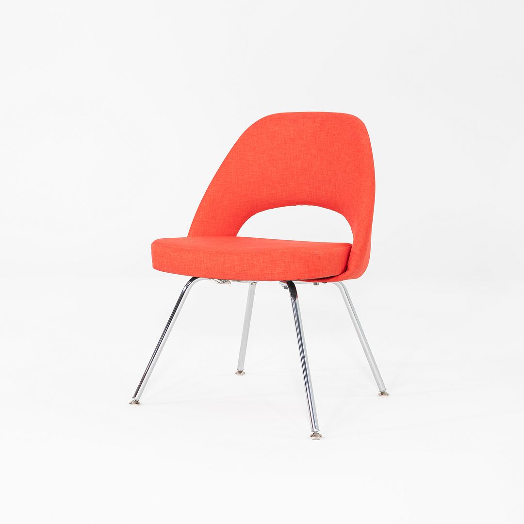 2015 Pair of Eero Saarinen for Knoll Armless Executive Dining Chair Red / Orange
