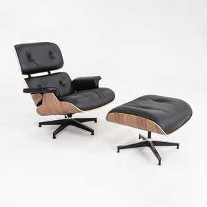 2025 Herman Miller  Tall Eames Lounge Chair & Ottoman in Black Leather & Walnut