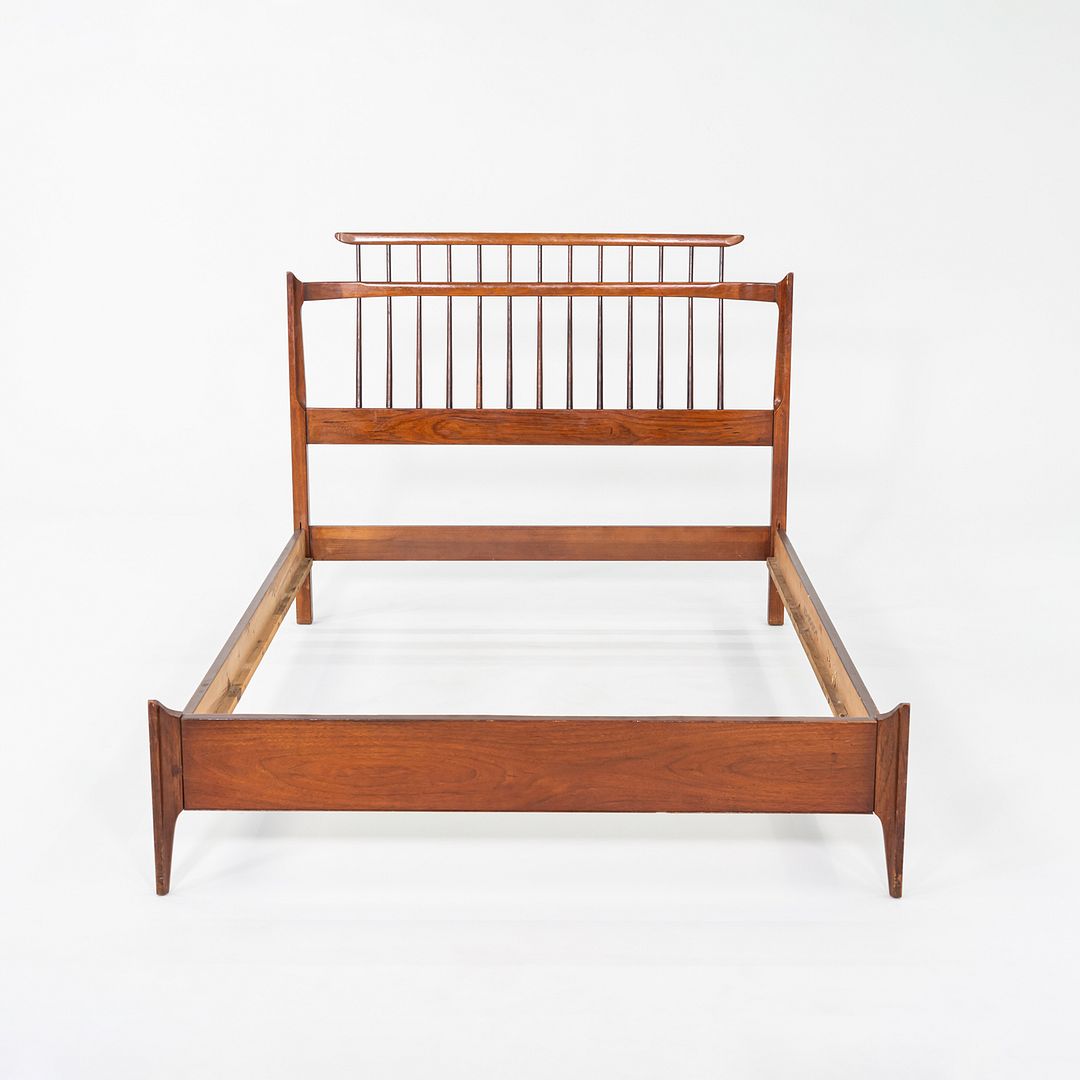 1959 Thomasville American Black Walnut Modern Full Size Headboard / Bed Frame