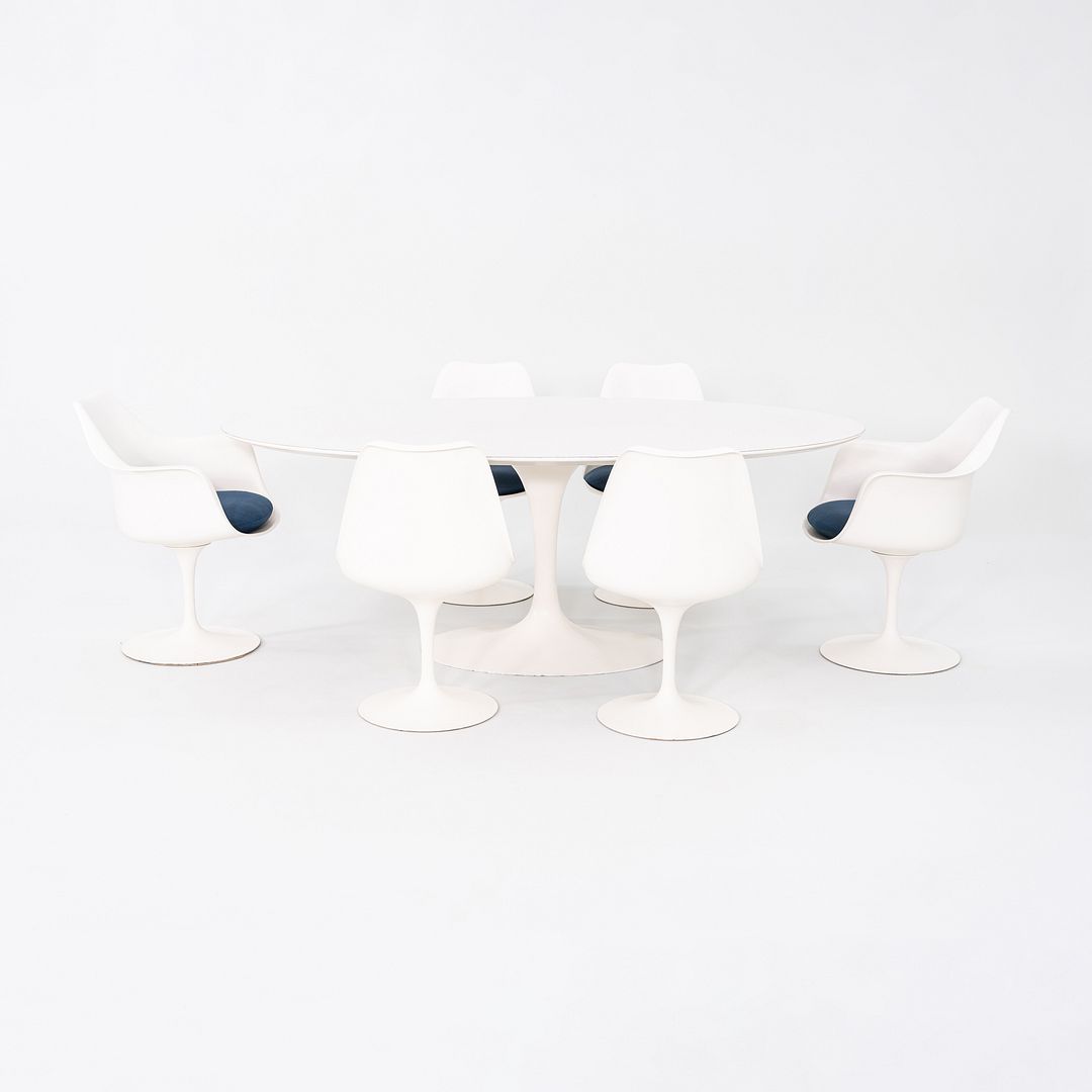 1960s Eero Saarinen for Knoll 78x48 inch Oval Tulip Dining Table in White Laminate