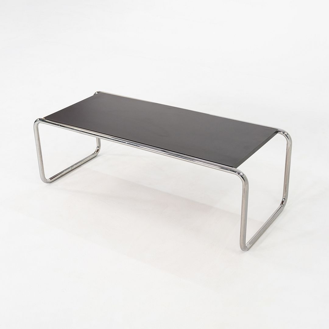 1990s Marcel Breuer for Thonet Laccio Coffee Table Black Laminate w/ Steel Frame