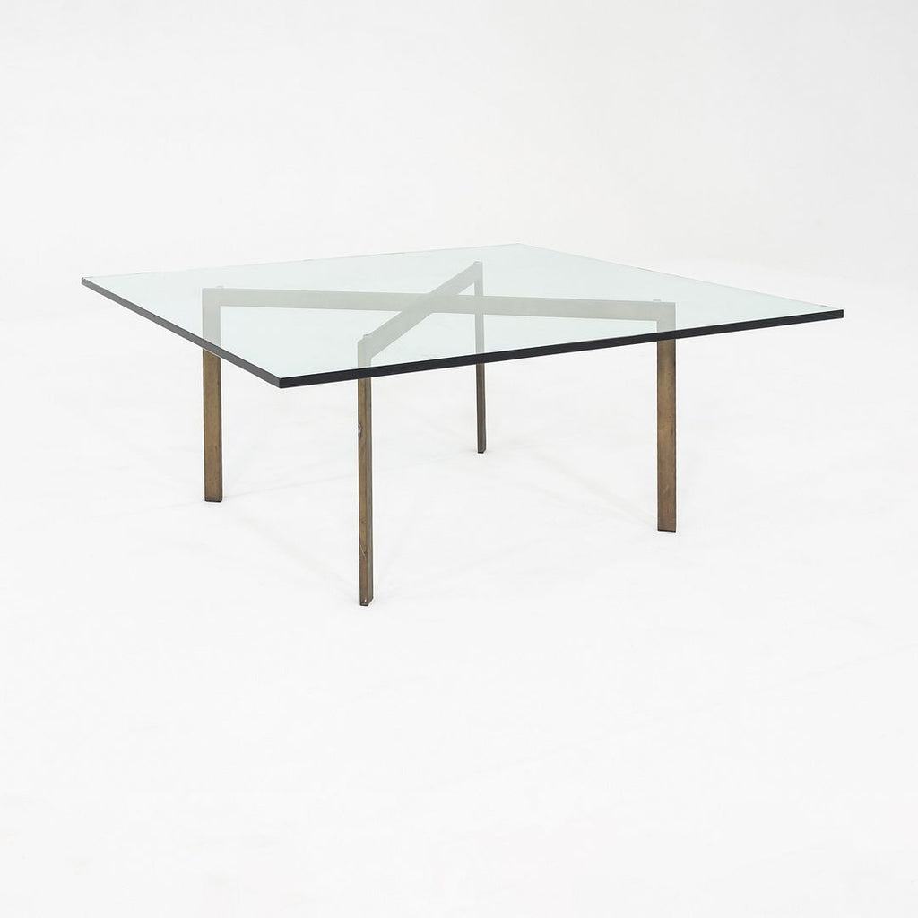 1960s Mies van der Rohe Barcelona Coffee Table with Bronze Base and Glass Top