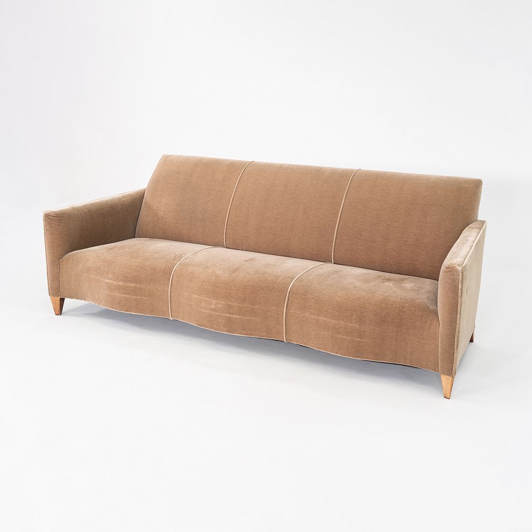 2000s John Hutton for Donghia Three Seat Serpentine Sofa in Tan Fabric 2x Avail