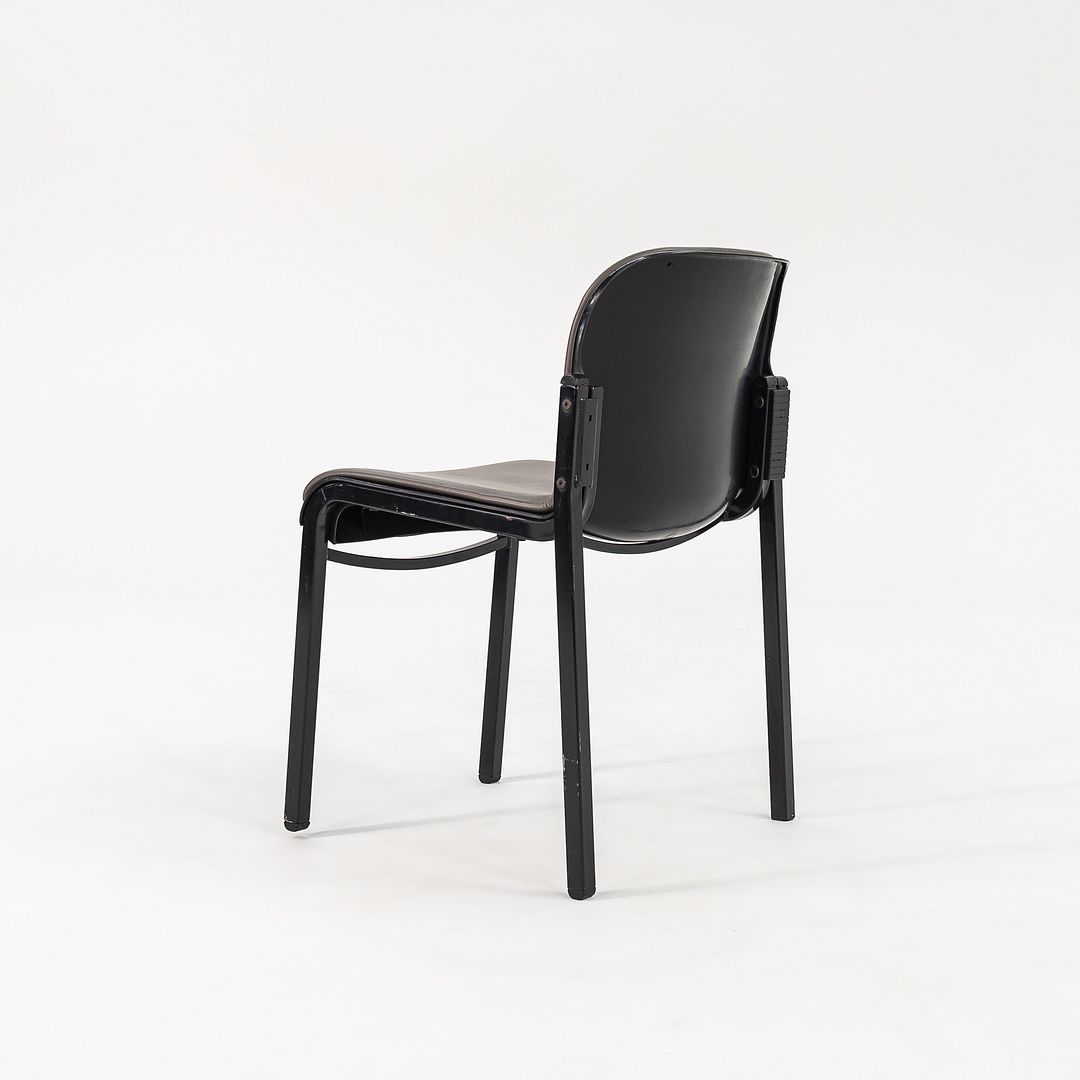 1980s Pair of Thonet Leather Side Chairs in Steel w/ Grey Naugahyde Upholstery