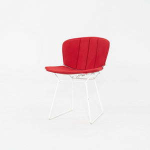 1980s Pair of Harry Bertoia for Knoll Dining / Side Chairs in White w/ Red Pads